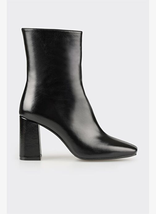 Siyah Deri Kadın Klasik Bot - Görsel 2
