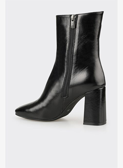 Siyah Deri Kadın Klasik Bot - Görsel 4