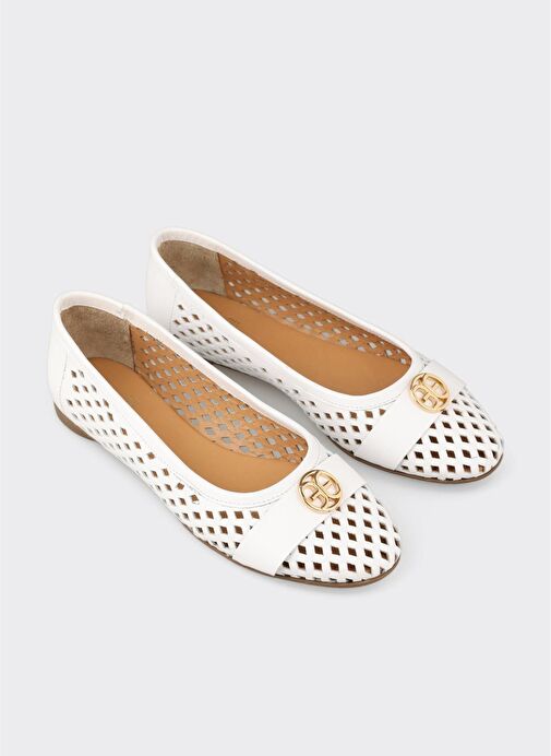 Beyaz Deri Kadın Günlük Ayakkabı - Görsel 3