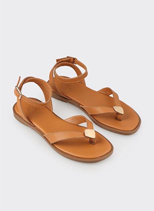 Taba Deri Kadın Sandalet - Görsel 3