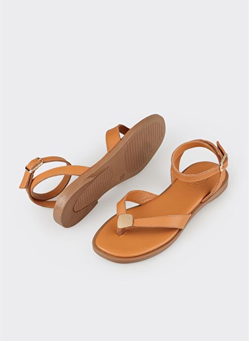 Taba Deri Kadın Sandalet - Görsel 4