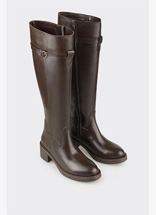 Kahve Deri Kadın Çizme - Görsel 3