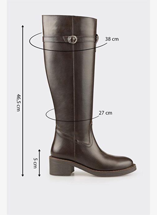 Kahve Deri Kadın Çizme - Görsel 6