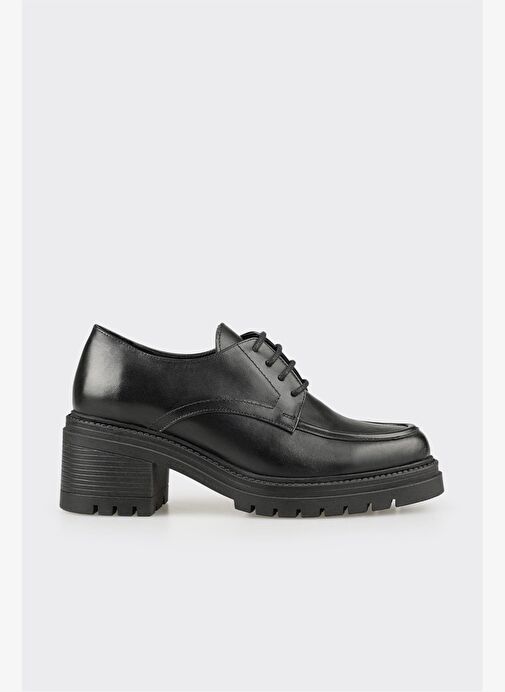 Siyah Deri Kadın Topuklu Ayakkabı - Görsel 2