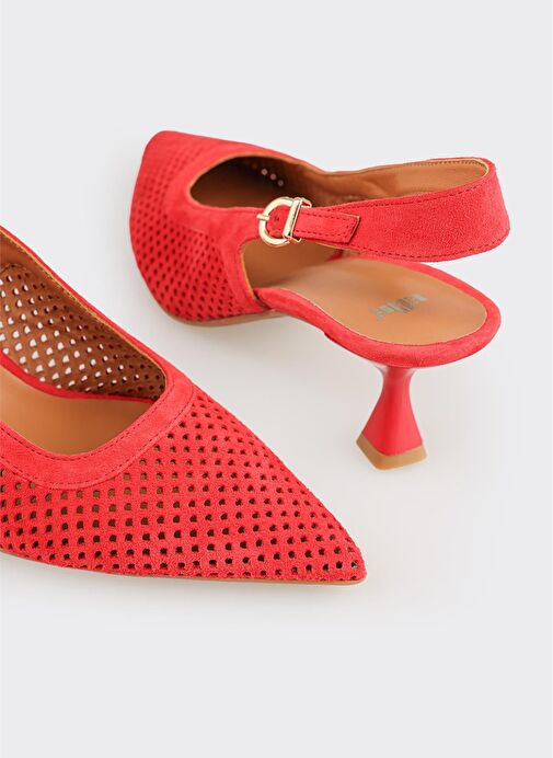 Kırmızı Deri Kadın Topuklu Ayakkabı - Görsel 5