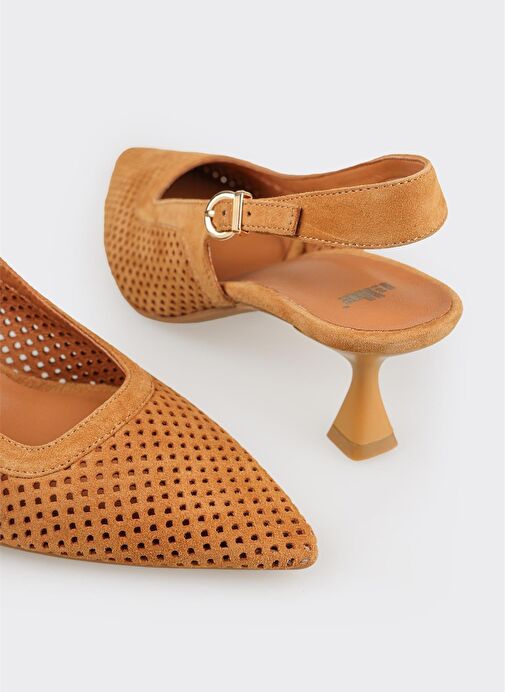 Taba Deri Kadın Topuklu Ayakkabı - Görsel 5