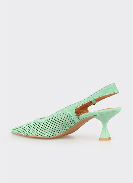Yeşil Deri Kadın Topuklu Ayakkabı - Görsel 4