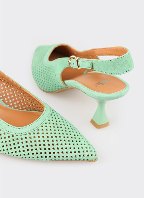 Yeşil Deri Kadın Topuklu Ayakkabı - Görsel 5