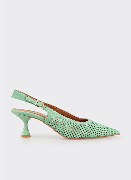 Yeşil Deri Kadın Topuklu Ayakkabı - Görsel 2