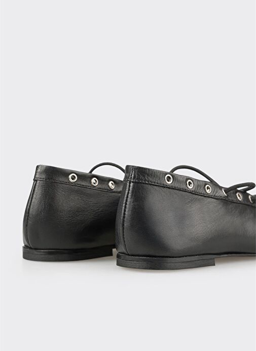 Siyah Deri Kadın Günlük Ayakkabı - Görsel 6