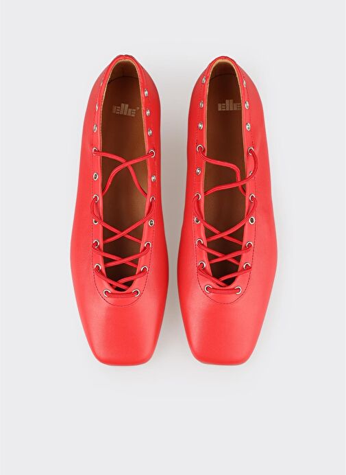 Kırmızı Deri Kadın Günlük Ayakkabı - Görsel 5