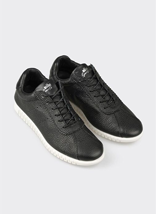 Siyah Deri Kadın Spor Ayakkabı - Görsel 3