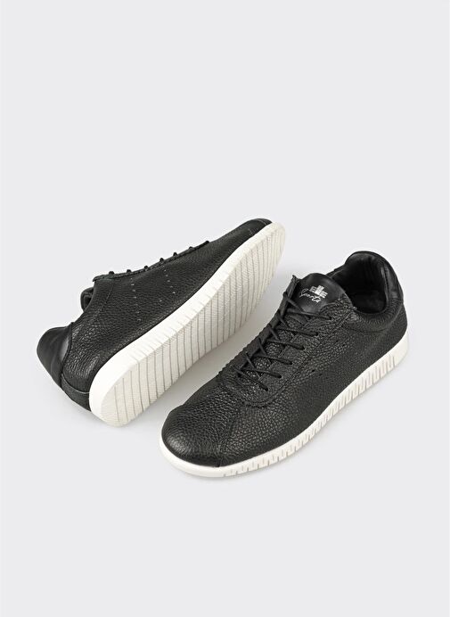 Siyah Deri Kadın Spor Ayakkabı - Görsel 4