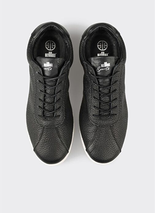 Siyah Deri Kadın Spor Ayakkabı - Görsel 5