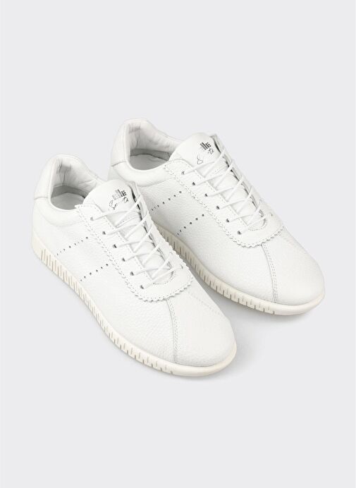 Beyaz Deri Kadın Spor Ayakkabı - Görsel 4