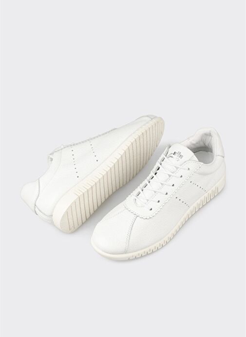 Beyaz Deri Kadın Spor Ayakkabı - Görsel 6