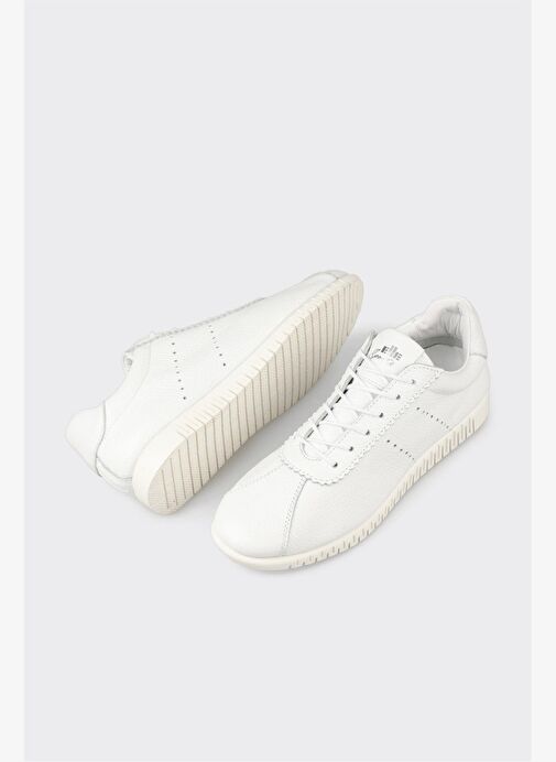Beyaz Deri Kadın Spor Ayakkabı - Görsel 7