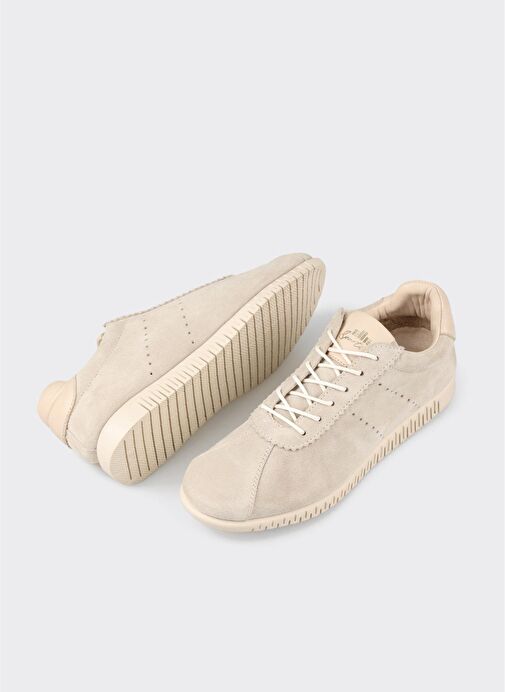 Bej Deri Kadın Spor Ayakkabı - Görsel 5