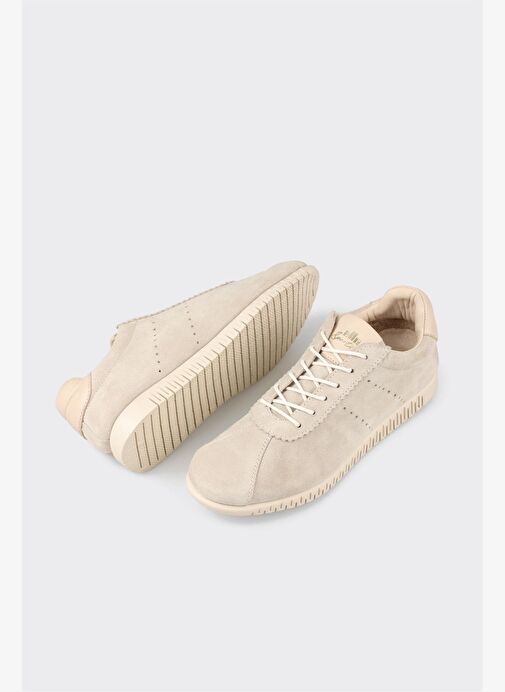Bej Deri Kadın Spor Ayakkabı - Görsel 6
