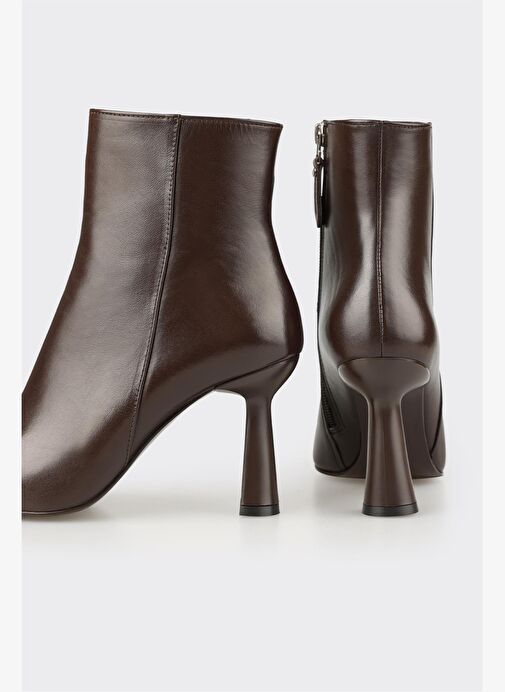 Kahve Deri Kadın Topuklu Bot - Görsel 5