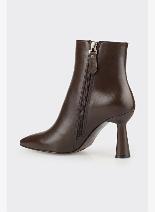 Kahve Deri Kadın Topuklu Bot - Görsel 4