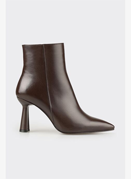 Kahve Deri Kadın Topuklu Bot - Görsel 2