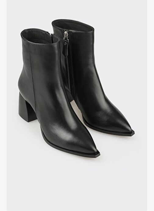 Siyah Deri Kadın Klasik Bot - Görsel 3