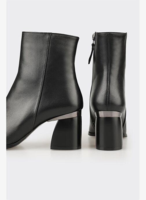 Siyah Deri Kadın Klasik Bot - Görsel 5