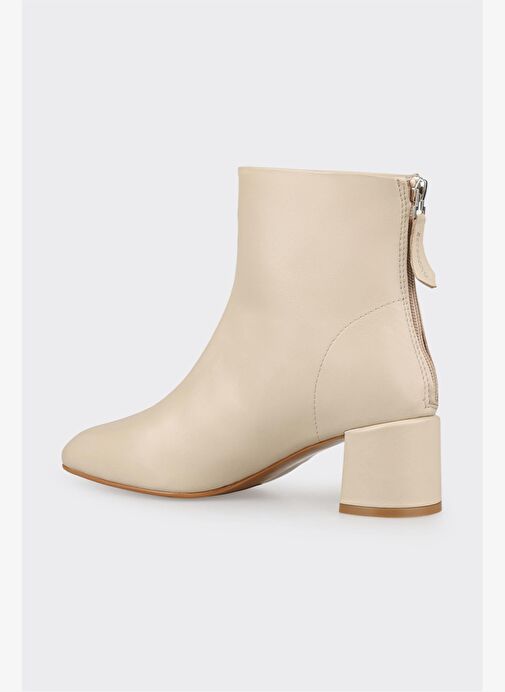Ekru Deri Kadın Klasik Bot - Görsel 4