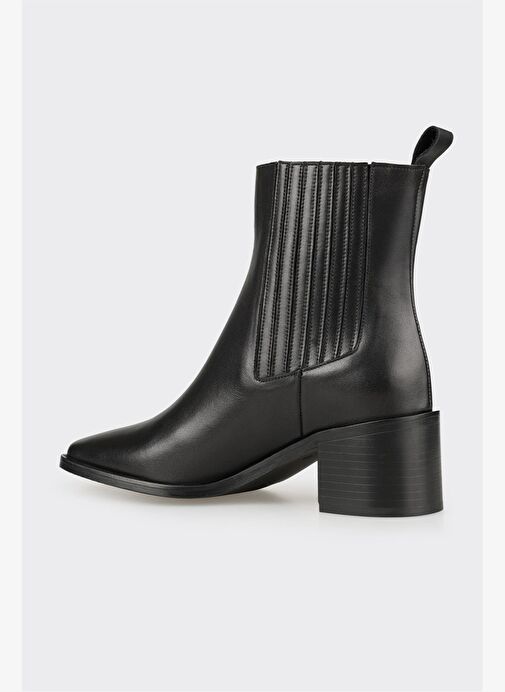 Siyah Deri Kadın Klasik Bot - Görsel 4