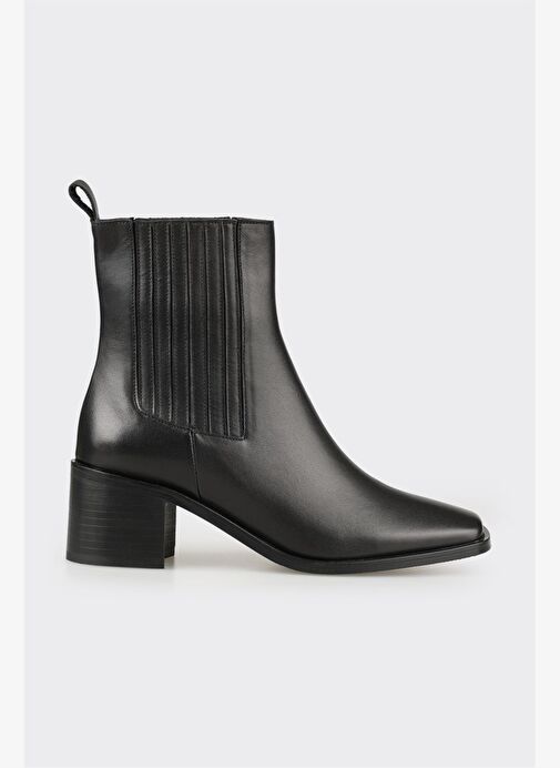 Siyah Deri Kadın Klasik Bot - Görsel 2