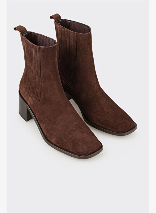 Kahve Deri Kadın Klasik Bot - Görsel 3