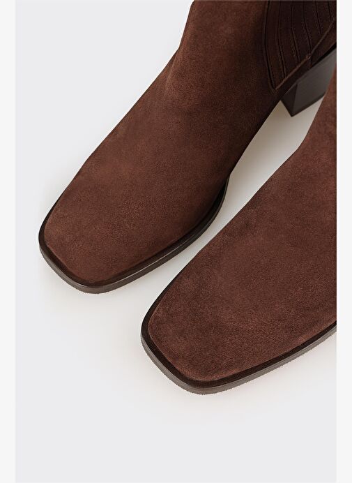 Kahve Deri Kadın Klasik Bot - Görsel 5