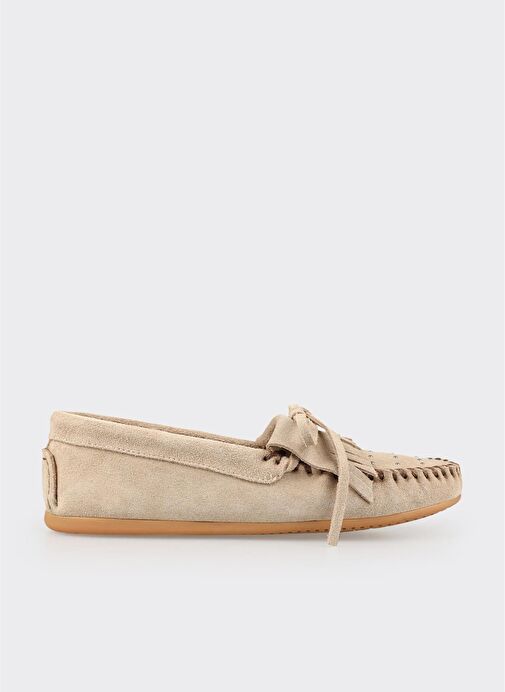 Bej Deri Kadın Günlük Ayakkabı - Görsel 2