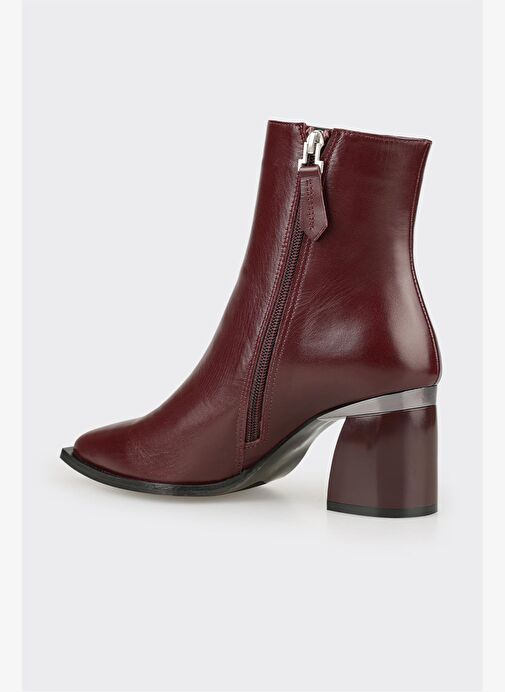Bordo Deri Kadın Klasik Bot - Görsel 4