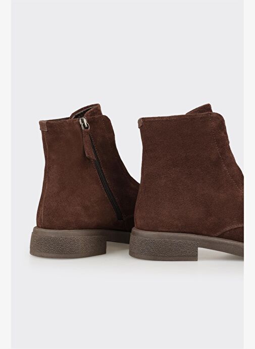 Kahve Deri Kadın Günlük Düz Bot - Görsel 5