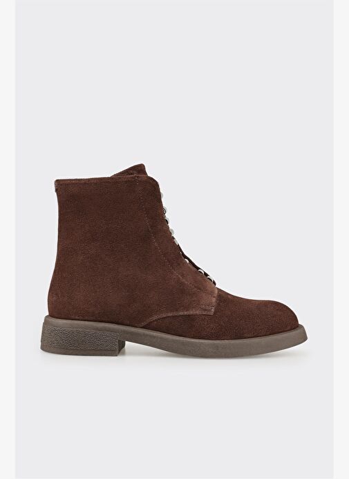 Kahve Deri Kadın Günlük Düz Bot - Görsel 2