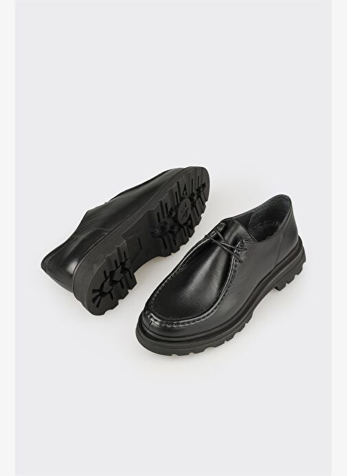 Siyah Deri Kadın Günlük Ayakkabı - Görsel 4