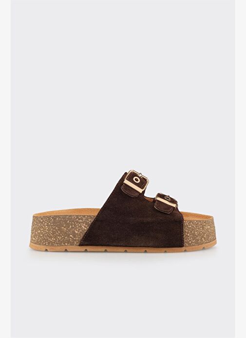 Kahve Deri Kadın Terlik - Görsel 2