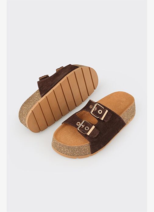 Kahve Deri Kadın Terlik - Görsel 7