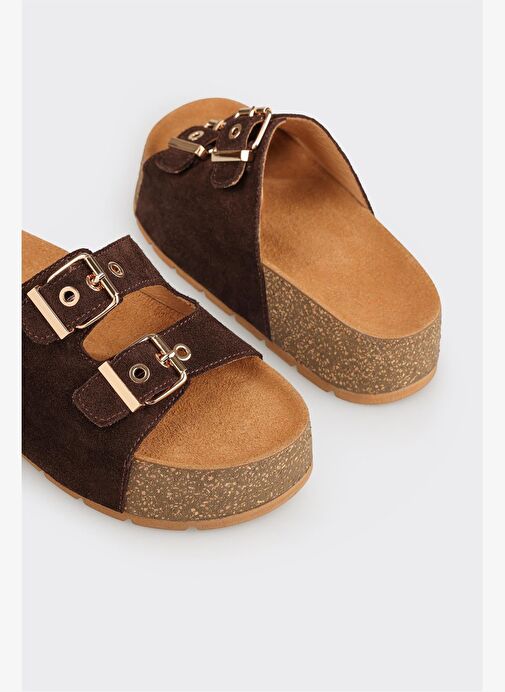 Kahve Deri Kadın Terlik - Görsel 11