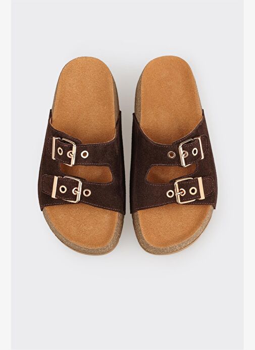 Kahve Deri Kadın Terlik - Görsel 9