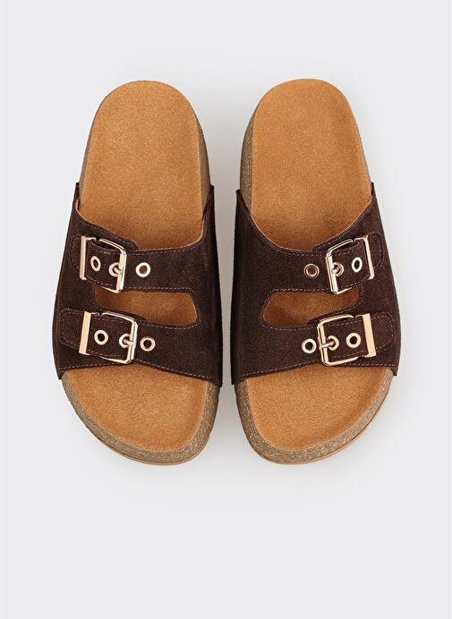 Kahve Deri Kadın Terlik - Görsel 8