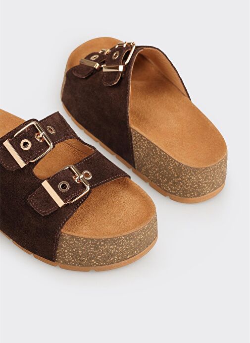 Kahve Deri Kadın Terlik - Görsel 10