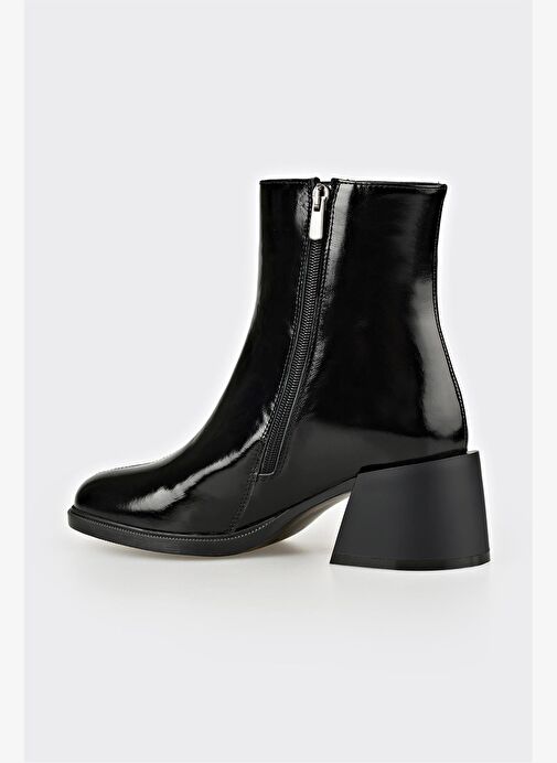 Siyah Deri Kadın Topuklu Bot - Görsel 4