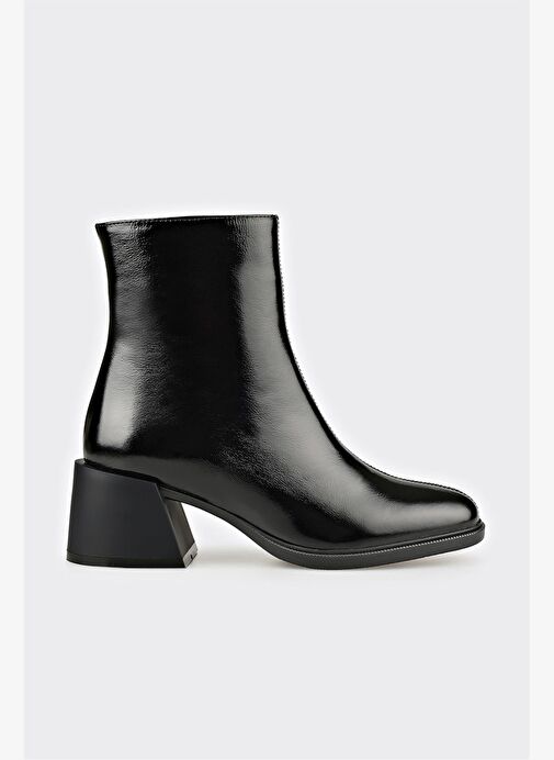 Siyah Deri Kadın Topuklu Bot - Görsel 2