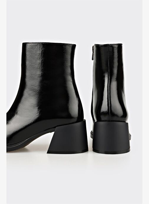 Siyah Deri Kadın Topuklu Bot - Görsel 5