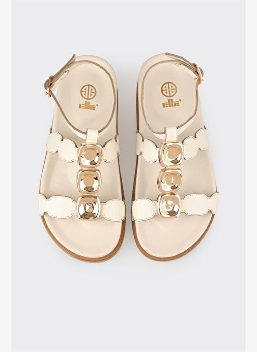 Ekru Deri Kadın Sandalet - Görsel 5