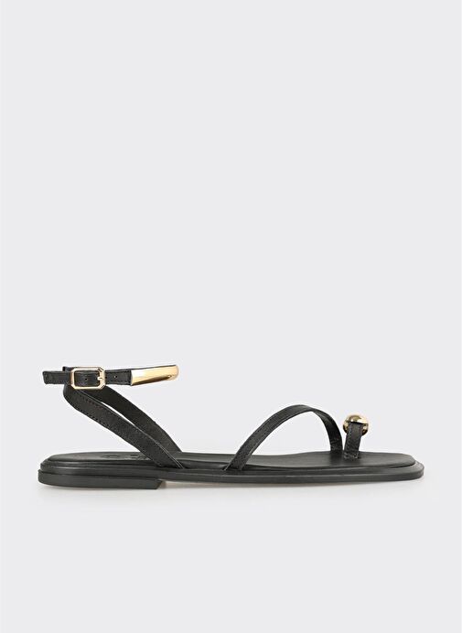 Siyah Deri Kadın Sandalet - Görsel 2