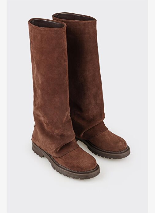 Kahve Deri Kadın Günlük Çizme - Görsel 3